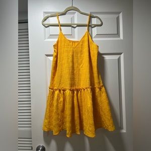 Mustard yellow summer dress with movement, size M, new with tag